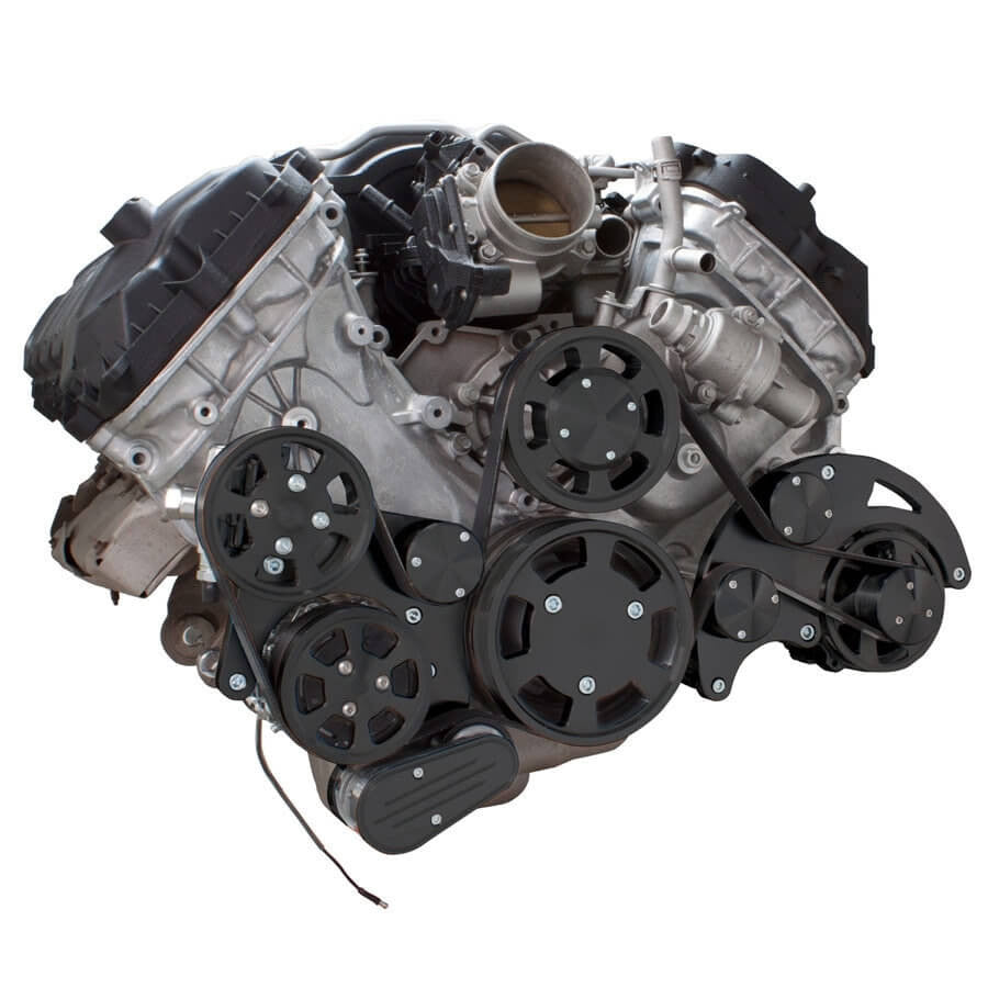 CVF Racing stealth black Wraptor serpentine system for Ford Coyote 5.0, B-FC5-WRAPTOR