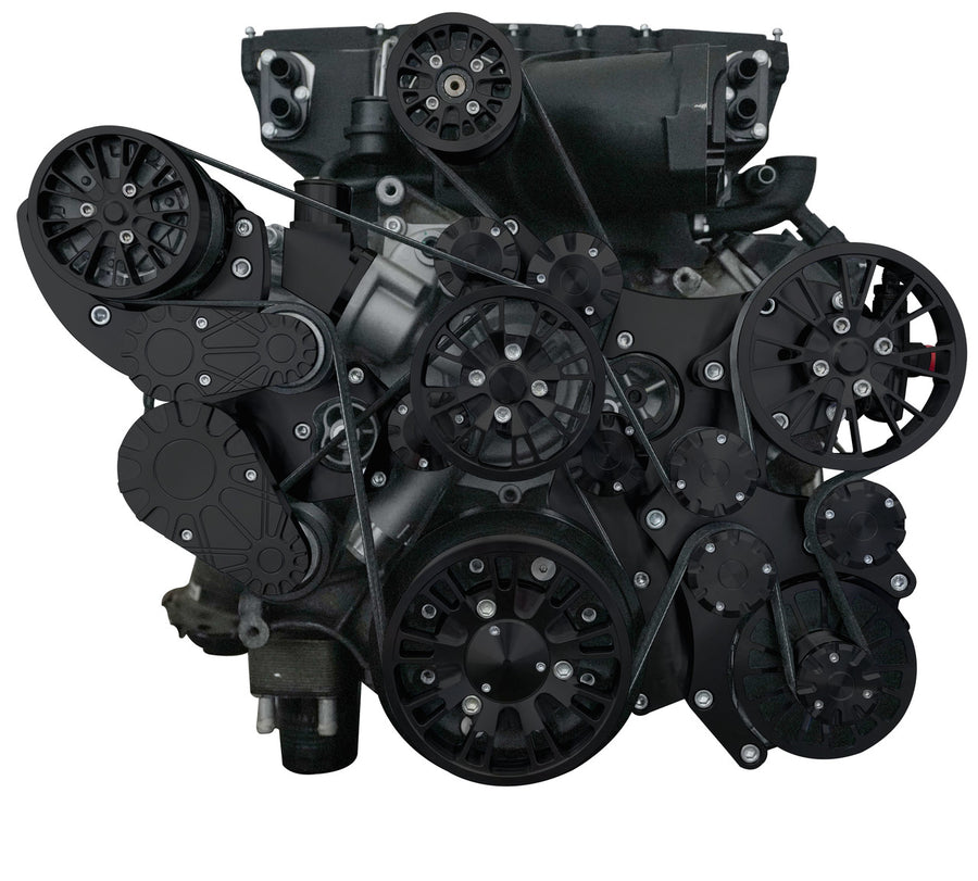 CVF Racing Stealth Black Reaper dual-belt serpentine system for Gen III Hemi with Magnuson TVS2650 supercharger, B-G3HMM-L-RP