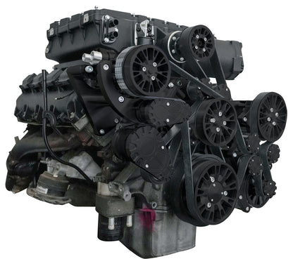 CVF Racing Stealth Black Reaper dual-belt serpentine system for Gen III Hemi with Magnuson TVS2650 supercharger, B-G3HMM-L-RP