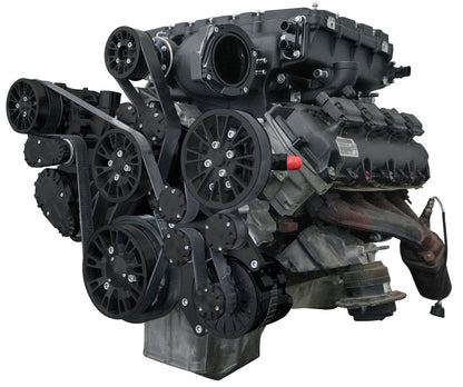 CVF Racing Stealth Black Reaper dual-belt serpentine system for Gen III Hemi with Magnuson TVS2650 supercharger, B-G3HMM-L-RP