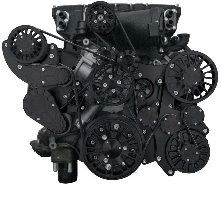 CVF Racing Stealth Black Reaper dual-belt serpentine system for Gen III Hemi with Magnuson TVS2650 supercharger, B-G3HMM-L-RP