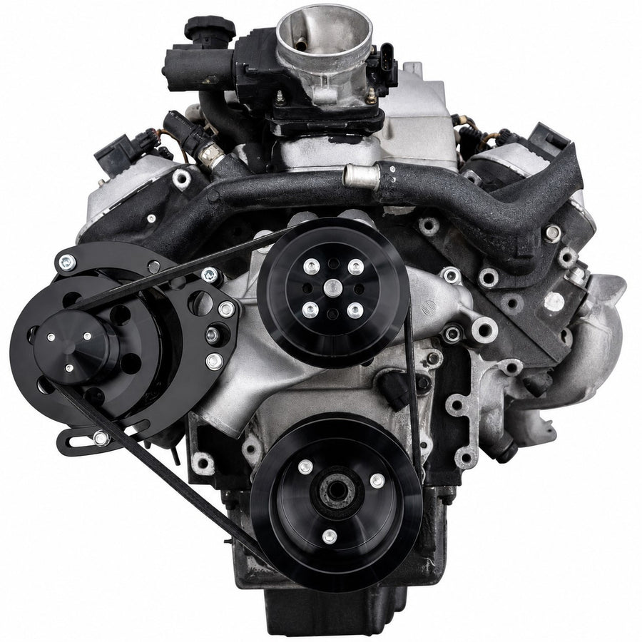CVF Racing L18 8.1L 8-rib serpentine alternator only pulley system, Stealth Black, B-L18-SERP-ALT-CT