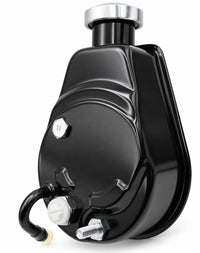 CVF Racing black Saginaw power steering pump with 5/8 in. keyway shaft, B-SAGINAW-PUMP-KEY