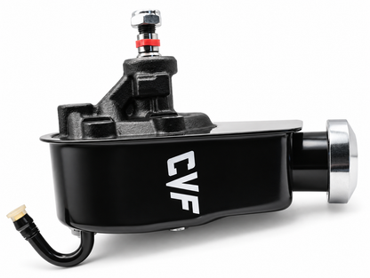 CVF Racing black Saginaw power steering pump with 5/8 in. keyway shaft, B-SAGINAW-PUMP-KEY