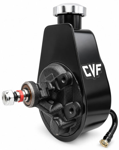 CVF Racing black Saginaw power steering pump with 5/8 in. keyway shaft, B-SAGINAW-PUMP-KEY