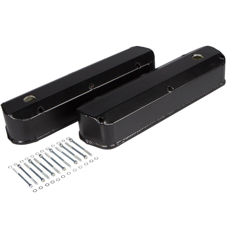 CVF Racing stealth black powder coat tall fabricated aluminum valve covers for Ford small block 289, 302 and 351W, B-SBF-VC-FAB