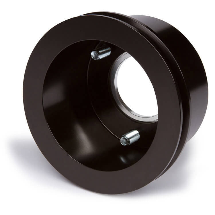 CVF Racing Stealth Black billet V-belt pulley kit for Ford small block, 3-bolt damper, passenger side lower hose, B-SBFE1KIT