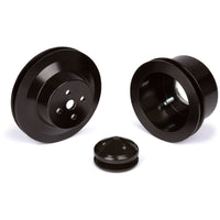 CVF Racing Stealth Black billet V-belt pulley kit for Ford small block, 3-bolt damper, passenger side lower hose, B-SBFE1KIT