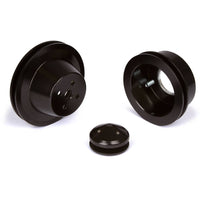 CVF Racing Stealth Black billet V-belt pulley kit for Ford small block, 3-bolt damper, passenger side lower hose, B-SBFE1KIT-CVF
