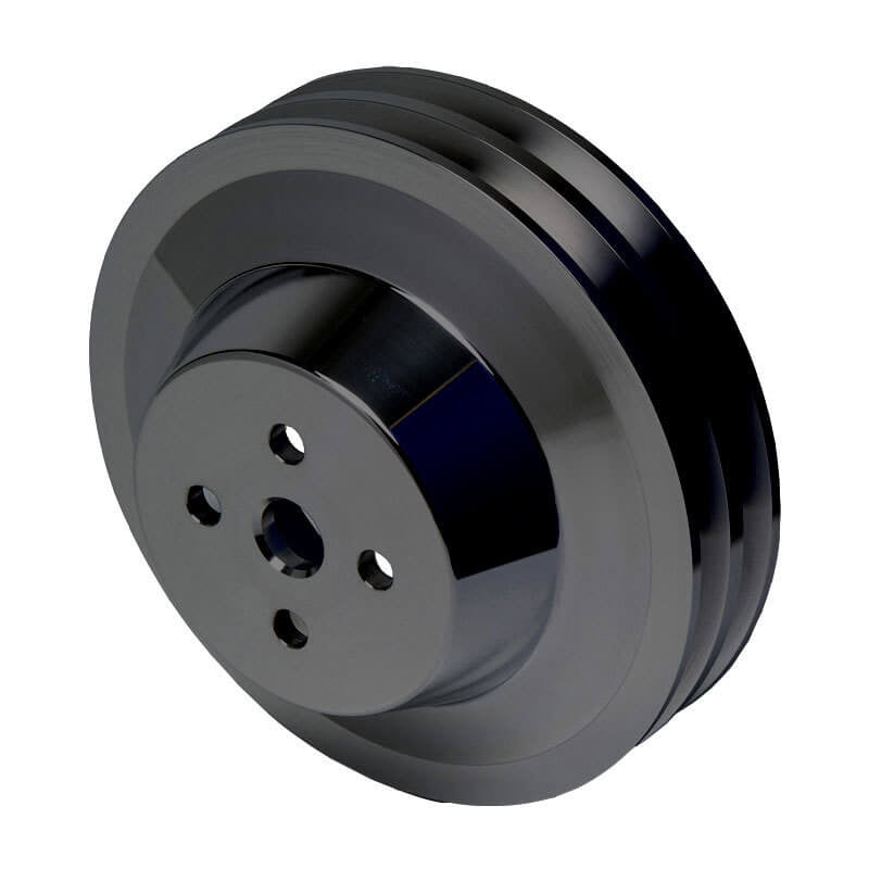 CVF Racing Stealth Black 2-groove billet water pump pulley for Ford 289/302/351W small block, 3-bolt damper, B-SBFE2WP