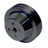 CVF Racing Stealth Black 2-groove billet water pump pulley for Ford 289/302/351W small block, 3-bolt damper, B-SBFE2WP-HF