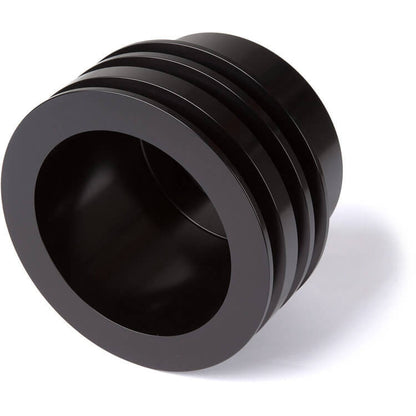 CVF Racing Stealth Black billet V-belt pulley kit for Ford small block, 3-bolt damper, passenger side lower hose, B-SBFE33KIT-HF