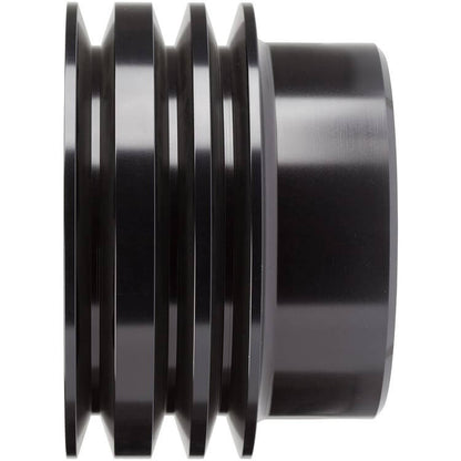 CVF Racing Stealth Black 3-groove billet crankshaft pulley for Ford 289/302/351W small block, 3-bolt damper, B-SBFE3CR