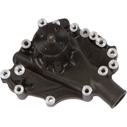 CVF Racing black aluminum mechanical water pump with driver-side inlet for Ford 289, 302 and 351W, B-SBFL-WP