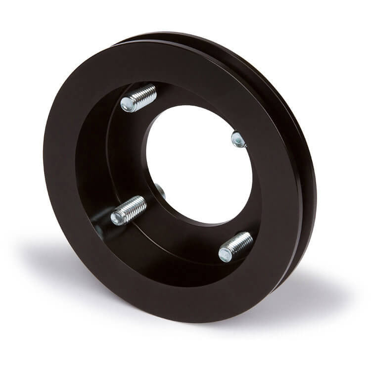 CVF Racing Stealth Black 1-groove billet crankshaft pulley for Ford 289/302/351W small block, 4-bolt damper, B-SBFS1CR
