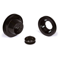 CVF Racing Stealth Black billet V-belt pulley kit for Ford small block, 4-bolt damper, passenger side lower hose, B-SBFS1KIT