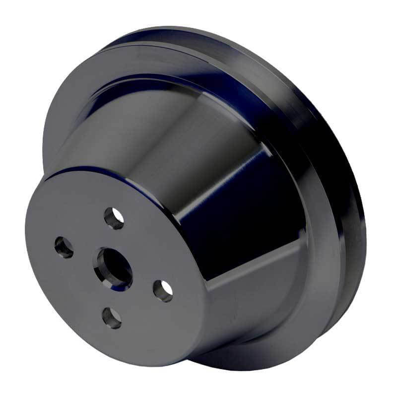 CVF Racing Stealth Black 1-groove billet water pump pulley for Ford 289/302/351W small block, 4-bolt damper, B-SBFS1WP-HF