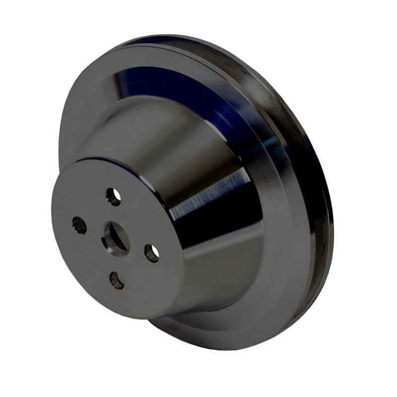 CVF Racing Stealth Black 1-groove billet water pump pulley for Ford 289/302/351W small block, 4-bolt damper, B-SBFS1WP