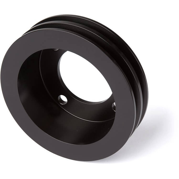 CVF Racing Stealth Black 2-groove billet crankshaft pulley for Ford 289/302/351W small block, 4-bolt damper, B-SBFS2CR