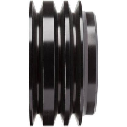 CVF Racing Stealth Black 3-groove billet crankshaft pulley for Ford 289/302/351W small block, 4-bolt damper, B-SBFS3CR