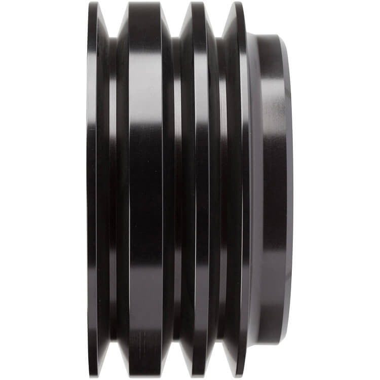 CVF Racing Stealth Black 3-groove billet crankshaft pulley for Ford 289/302/351W small block, 4-bolt damper, B-SBFS3CR