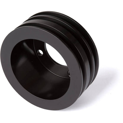 CVF Racing Stealth Black billet V-belt pulley kit for Ford small block, 4-bolt damper, passenger side lower hose, B-SBFS33KIT-HF