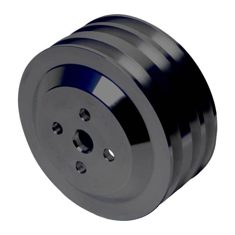 CVF Racing Stealth Black billet V-belt pulley kit for Ford small block, 4-bolt damper, passenger side lower hose, B-SBFS33KIT-HF
