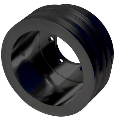 CVF Racing Stealth Black billet 3-groove V-belt crank pulley high flow for Chrysler small block 318/340/360, B-SCRL3CR-HF