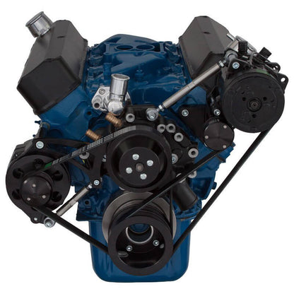 CVF Racing Stealth Black BEAST 8-rib serpentine conversion kit with A/C and alternator for Ford 289, 302 and 351W, B-302-SERPENTINE-ACO
