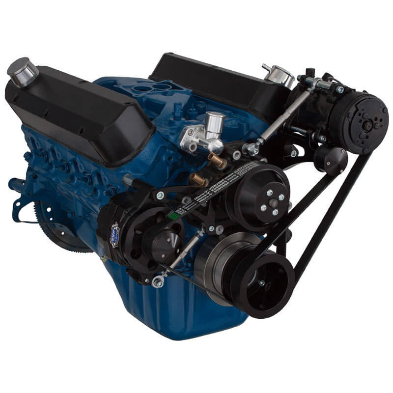 CVF Racing Stealth Black BEAST 8-rib serpentine conversion kit with A/C and alternator for Ford 289, 302 and 351W, B-302-SERPENTINE-ACO