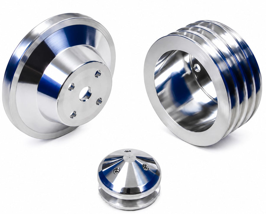 CVF Racing BBC V-Belt Pulley Kit 1/3 Groove, LWP in Polished, part number BBCL3KIT