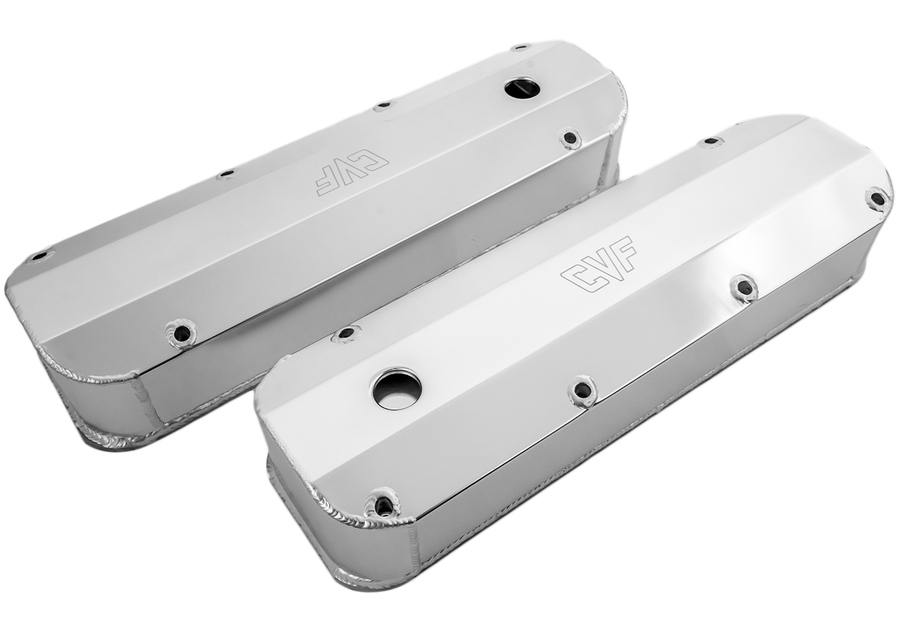 CVF Racing brushed aluminum tall fabricated aluminum valve covers for Ford 429 and 460 big block, BBF-VC-FAB