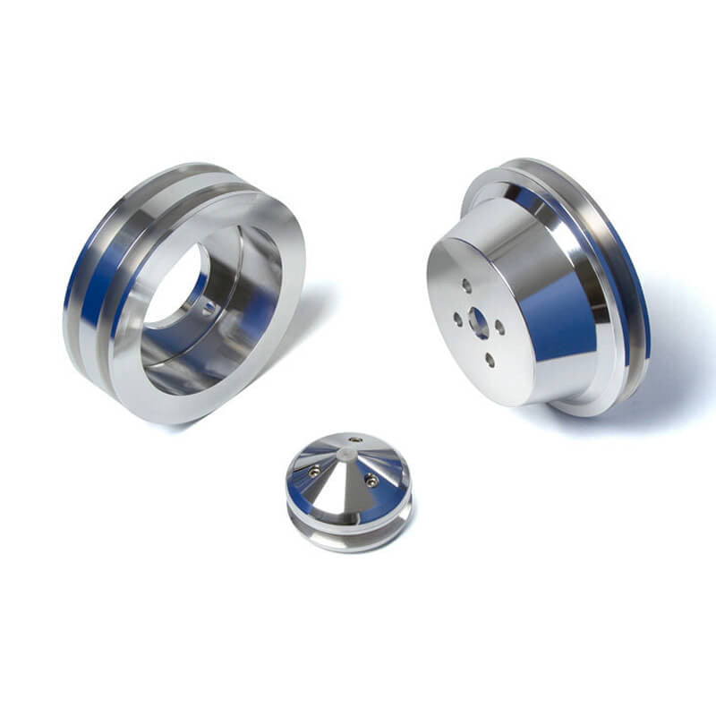 CVF Racing polished billet V-belt pulley kit, power steering, for Ford 429 and 460 big block, BBFL2KIT