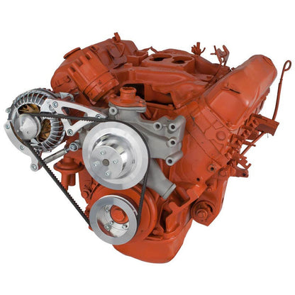 CVF Racing polished V-belt alternator only pulley and bracket system for Chrysler big block, 440-ALT-SYSTEM