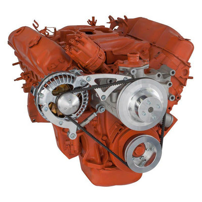 CVF Racing polished V-belt alternator only pulley and bracket system for Chrysler big block, 440-ALT-SYSTEM