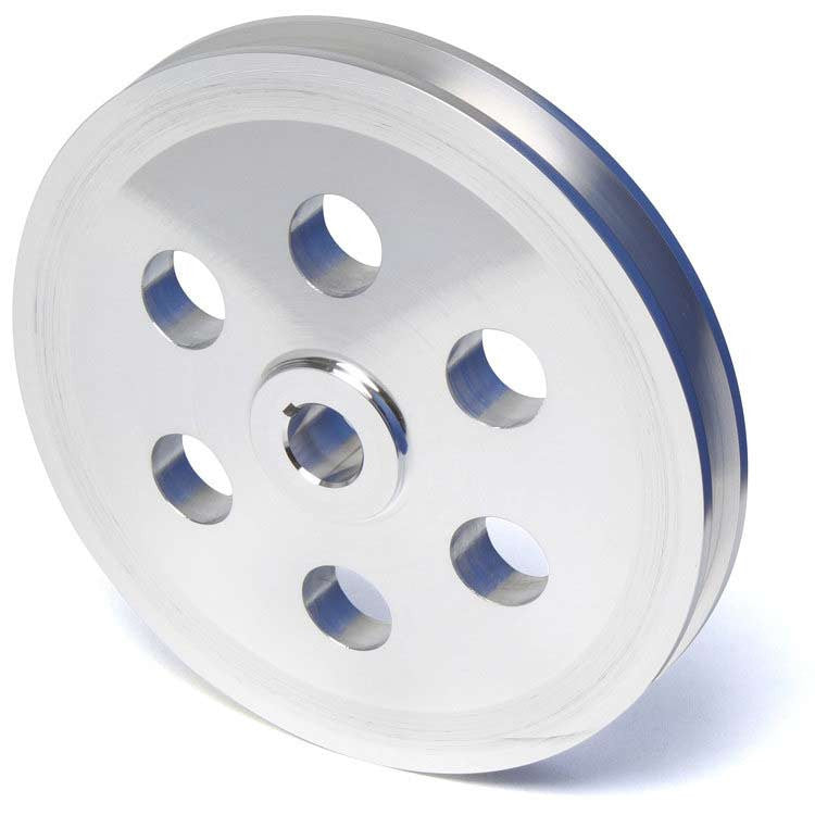 CVF Racing polished billet keyway power steering pulley for Chrysler big block engines with OEM brackets, BCR2PS