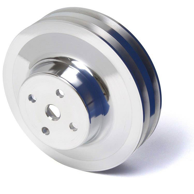 CVF Racing Polished billet 2-groove water pump pulley for Chrysler big block 383, 440 and crate Hemi, BCRL2WP