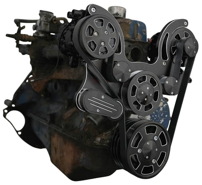 CVF Racing black diamond Wraptor serpentine system for Ford 240 and 300 straight six, BD-300-WRAPTOR