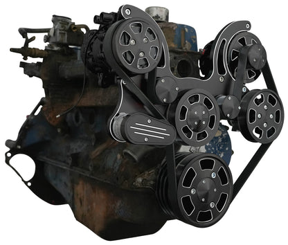 CVF Racing black diamond Wraptor serpentine system for Ford 240 and 300 straight six, BD-300-WRAPTOR