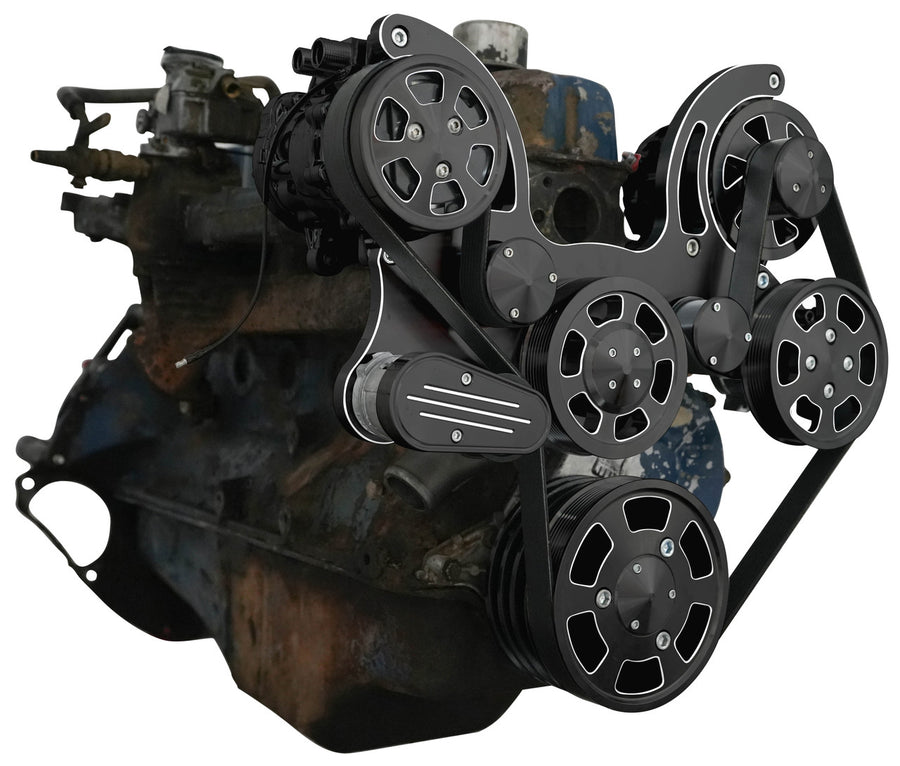 CVF Racing black diamond Wraptor serpentine system for Ford 240 and 300 straight six, BD-300-WRAPTOR