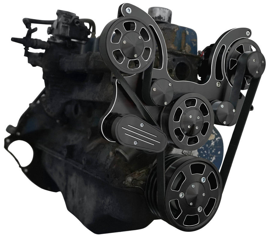 CVF Racing black diamond Wraptor serpentine system for Ford 240 and 300 straight six, BD-300-WRAPTOR