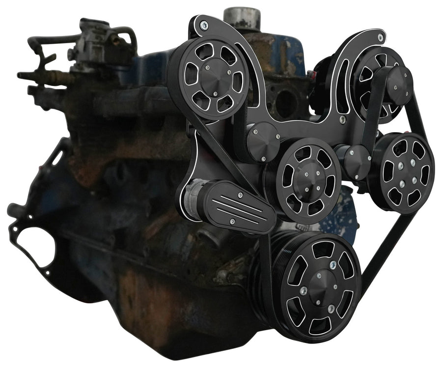 CVF Racing black diamond Wraptor serpentine system for Ford 240 and 300 straight six, BD-300-WRAPTOR