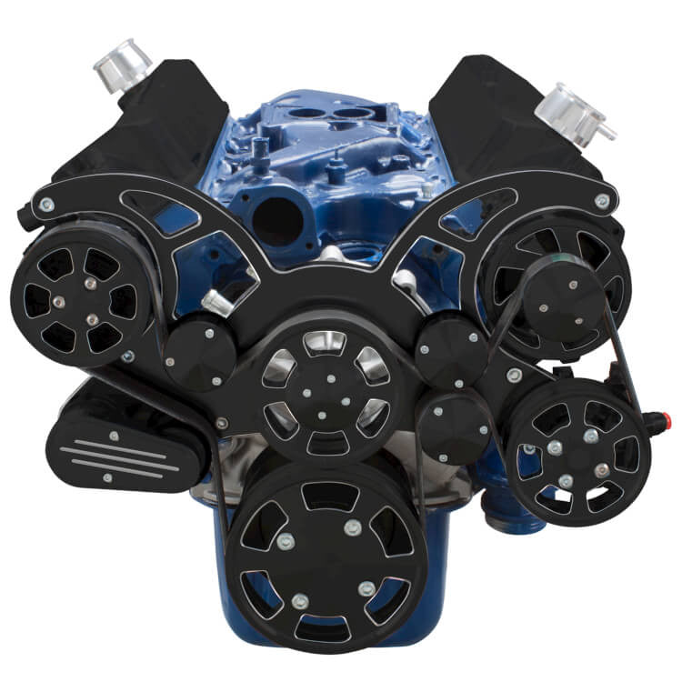 CVF Racing Black Diamond Wraptor all-inclusive 8-rib serpentine system for Ford 289, 302 and 351W small block, BD-302-WRAPTOR