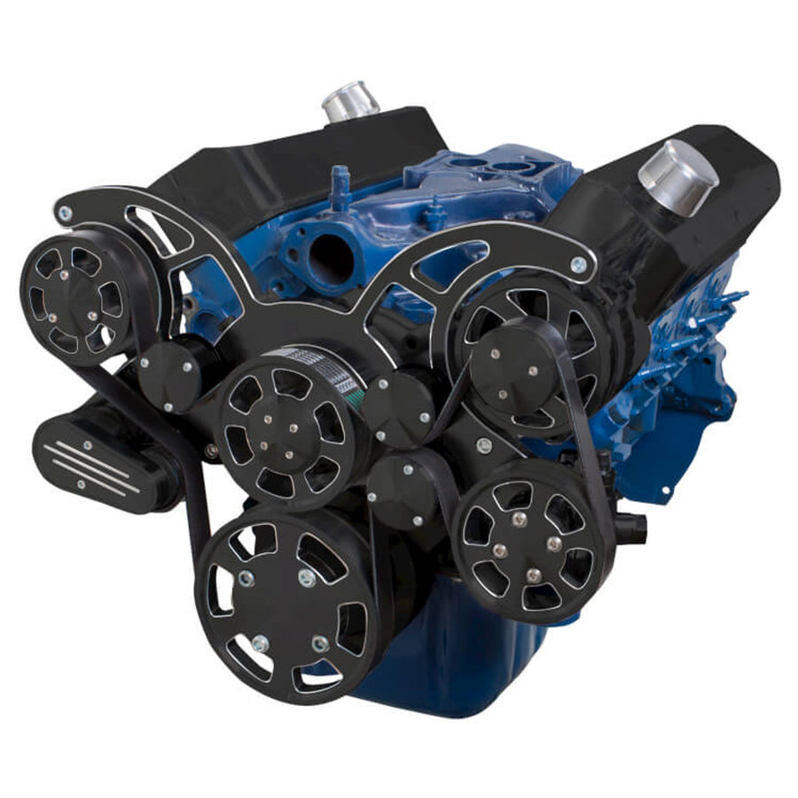 CVF Racing Black Diamond Wraptor all-inclusive 8-rib serpentine system for Ford 289, 302 and 351W small block, BD-302-WRAPTOR