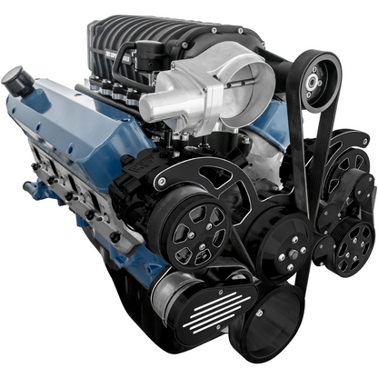 CVF Racing Black Diamond Wraptor serpentine system for Harrop TVS2650 on Small Block Ford 289/302, BD-302SCH-WRAPTOR