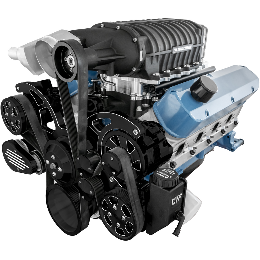 CVF Racing Black Diamond Wraptor serpentine system for Harrop TVS2650 on Small Block Ford 289/302, BD-302SCH-WRAPTOR