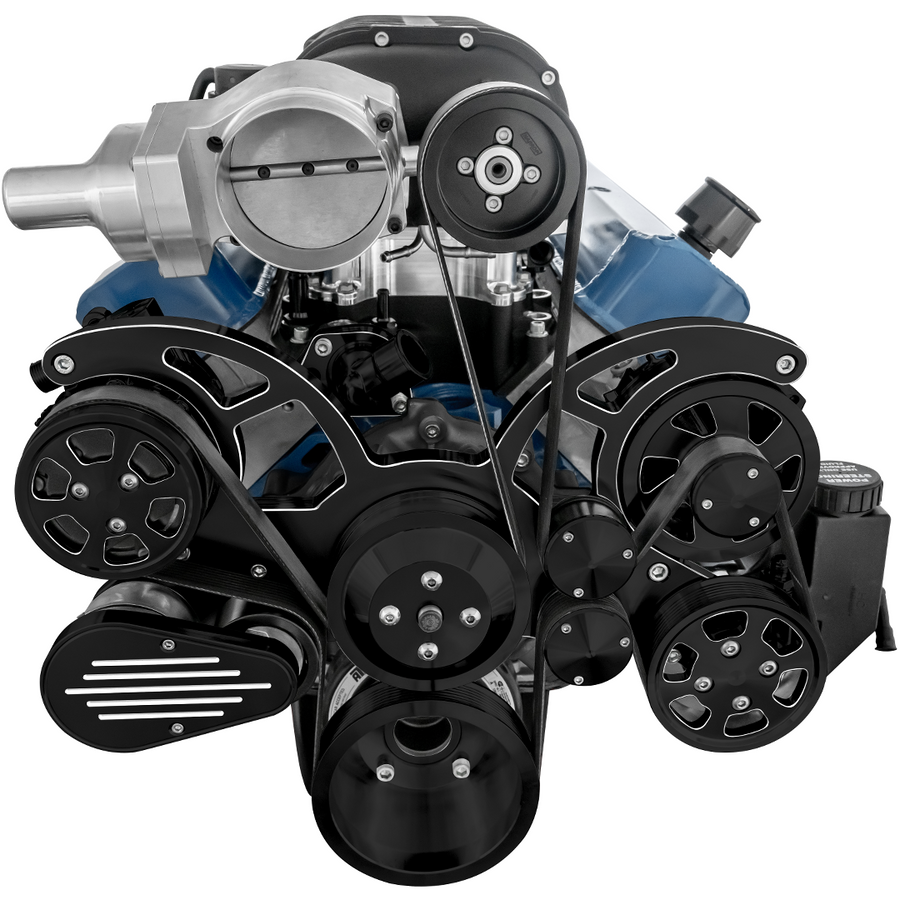 CVF Racing Black Diamond Wraptor serpentine system for Harrop TVS2650 on Small Block Ford 289/302, BD-302SCH-WRAPTOR