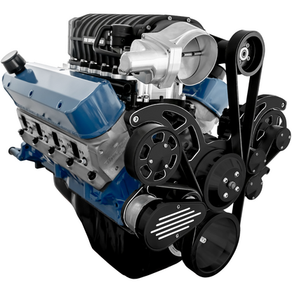 CVF Racing Black Diamond Wraptor serpentine system for Harrop TVS2650 on Small Block Ford 289/302, BD-302SCH-WRAPTOR