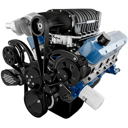 CVF Racing Black Diamond Wraptor serpentine system for Harrop TVS2650 on Small Block Ford 289/302, BD-302SCH-WRAPTOR