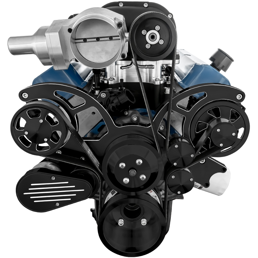 CVF Racing Black Diamond Wraptor serpentine system for Harrop TVS2650 on Small Block Ford 289/302, BD-302SCH-WRAPTOR